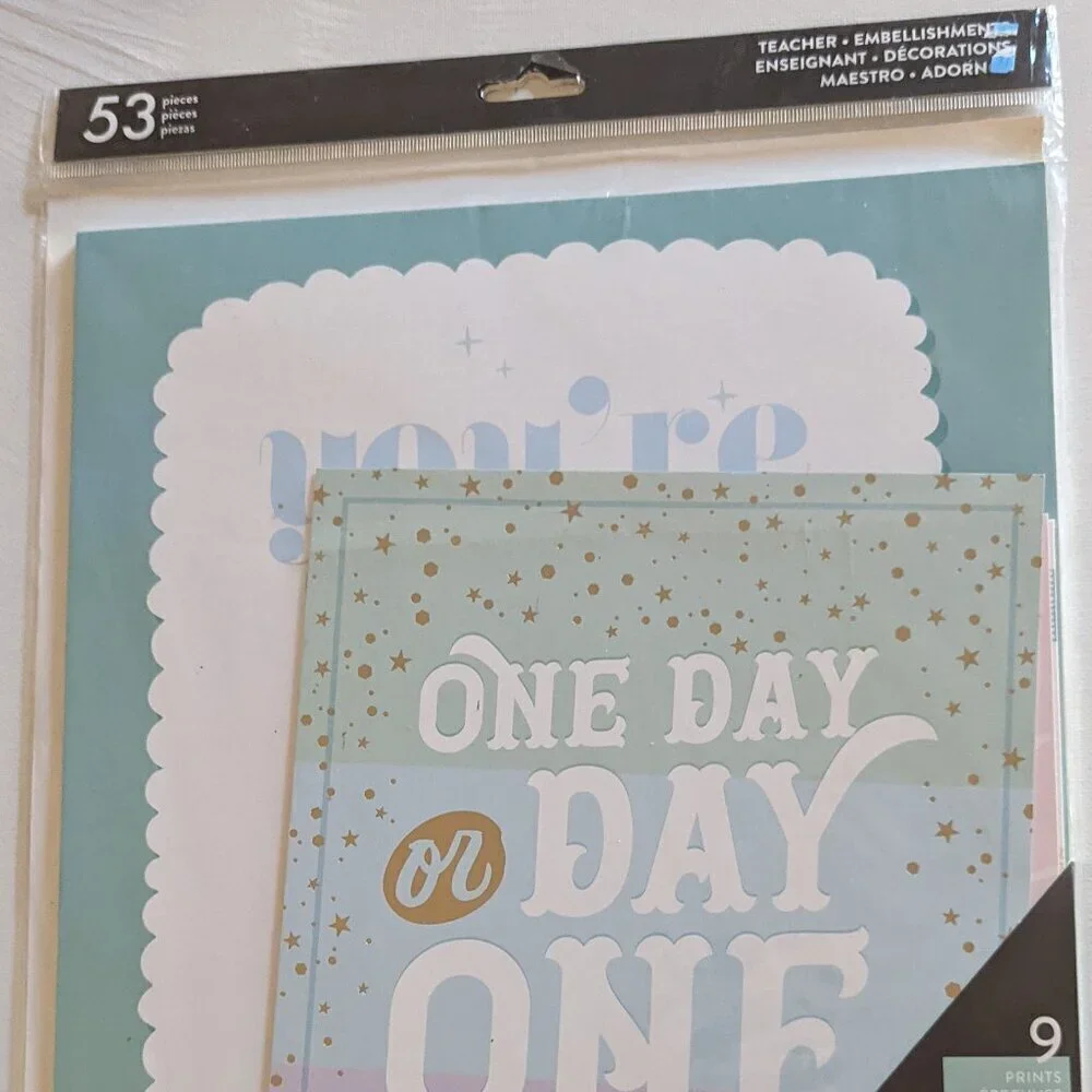 NWT Back to School Happy Planner Teacher 'One Day Day One' 53pc Wall Art Kit